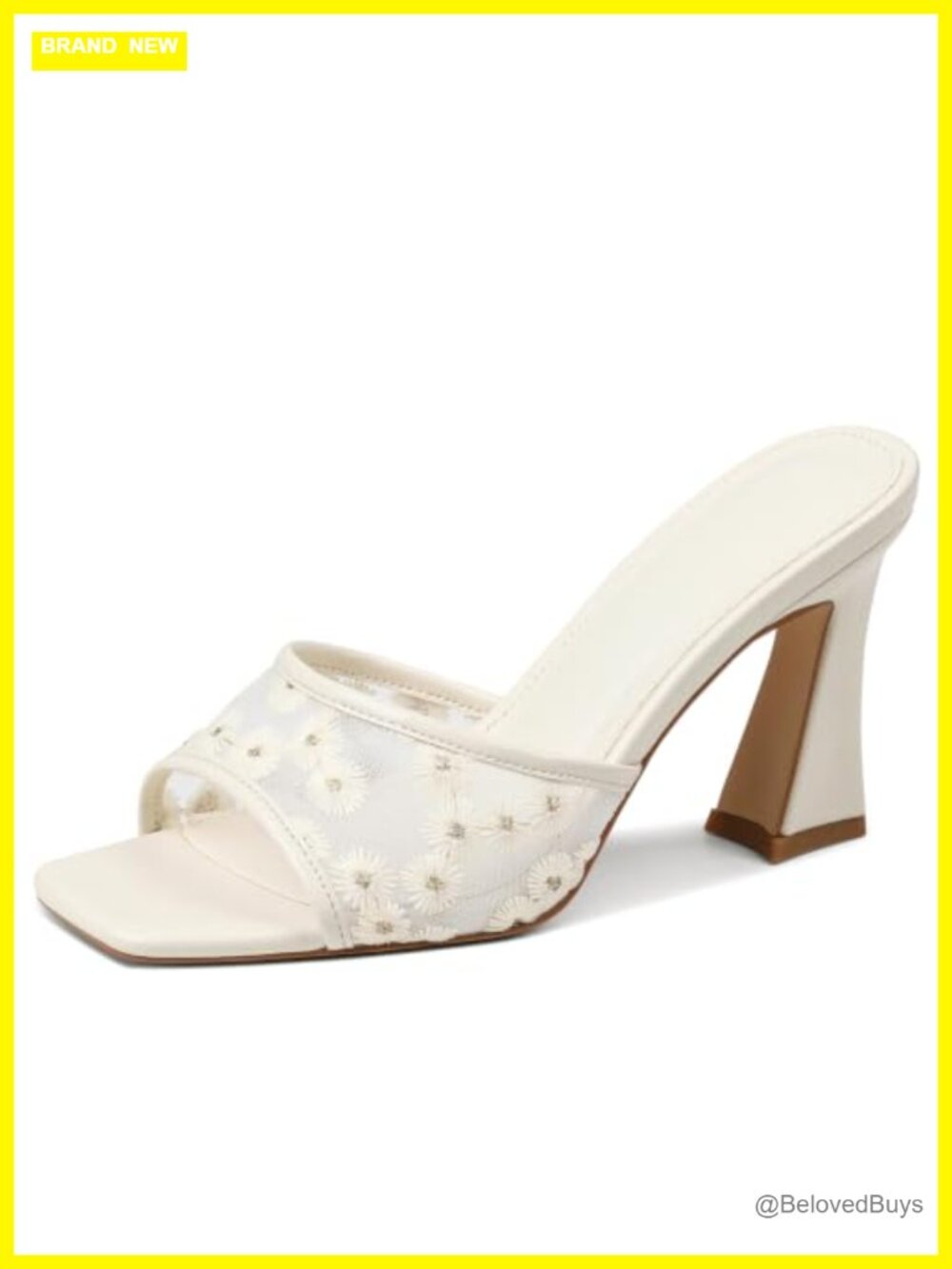 Womens Block Heel Sandals Open Square Toe Mesh Faux Leather Slip On Heels